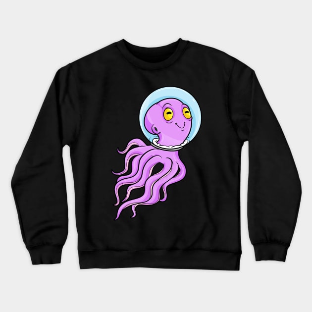 Octopus as Astronaut in Space Crewneck Sweatshirt by Markus Schnabel